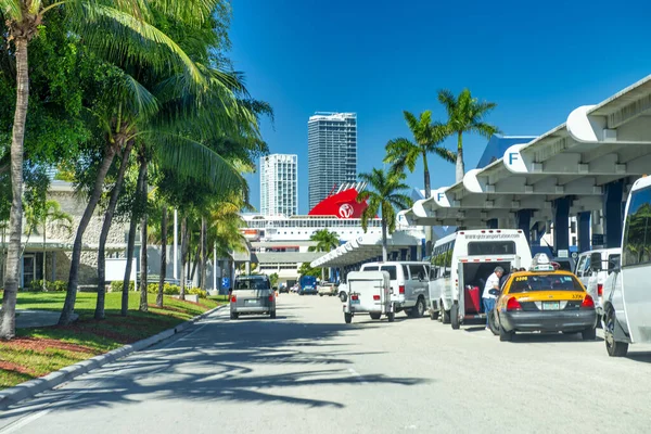 Miami February 2016 Entrance Cruise Ships Miami Port — 图库照片