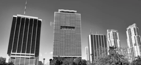 Centro Miami Arranha Céus Longo Biscayne Boulevard Dia Ensolarado Flórida — Fotografia de Stock