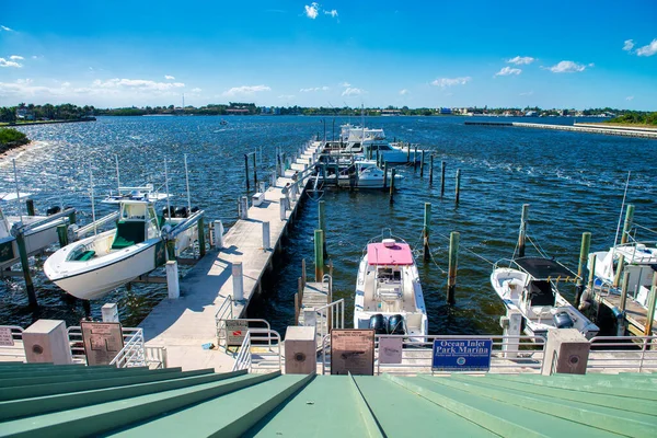 Palm Beach Ocean Inlet Park Marina Barcos Día Soleado —  Fotos de Stock