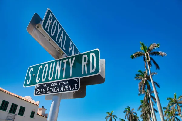 パームビーチ アベニュー道路標識交差点 フロリダ州 — ストック写真