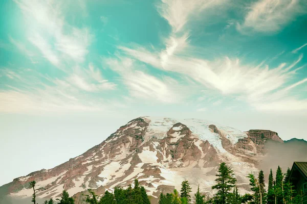 Monte Rainier Também Conhecido Como Tahoma Tacoma Grande Estratovulcão Ativo — Fotografia de Stock