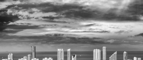 Černá Bílá Letecký Pohled Panorama Miami Beach Florida Usa — Stock fotografie