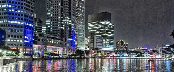 Cena Singapura Skyline Noite — Fotografia de Stock