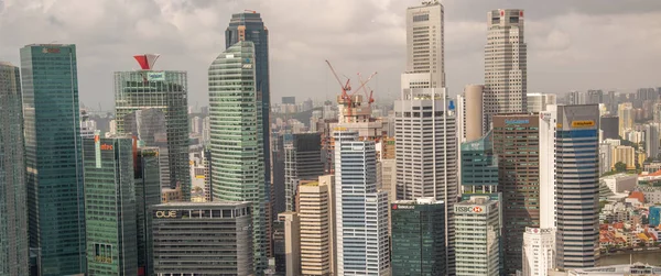 新加坡 2020年1月2日 市中心摩天大楼的空中天际线 — 图库照片