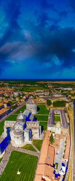 Prachtige Zonsondergang Luchtfoto Van Pisa Plein Van Wonderen Schemering — Stockfoto