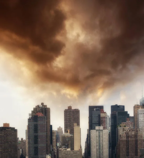 Från New York Fantastisk Skyline Över Manhattan Vid Solnedgången Med — Stockfoto