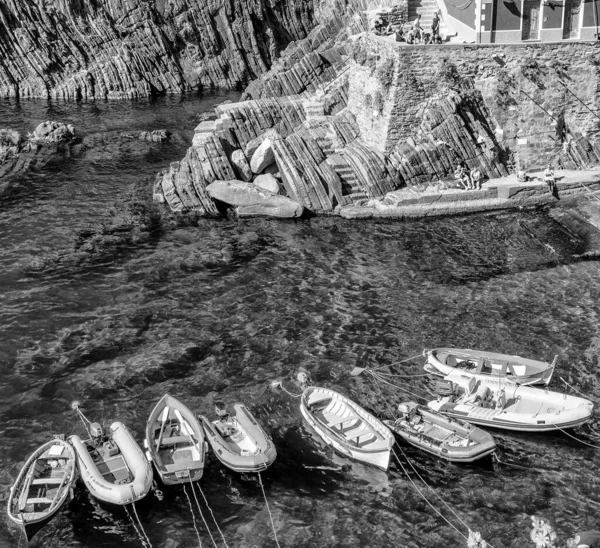 Barche Case Riomaggiore Porto Cinque Terre Italia — Foto Stock