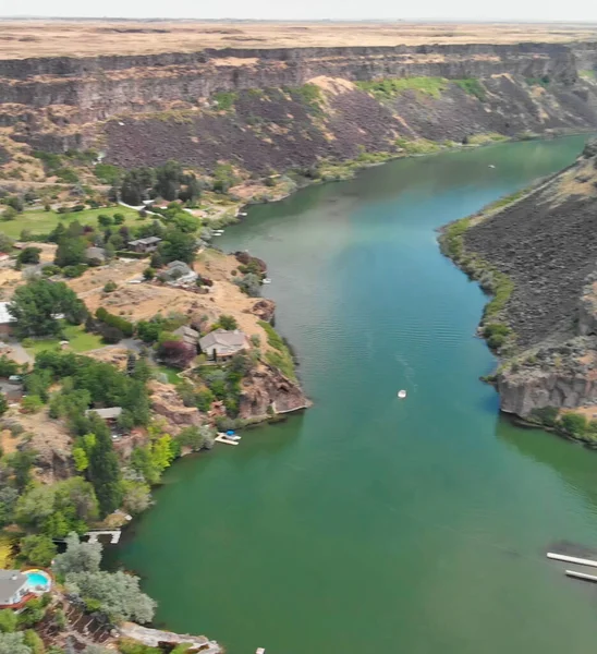 Vista Aérea Shoshone Falls Temporada Verano Desde Mirador Del Dron —  Fotos de Stock