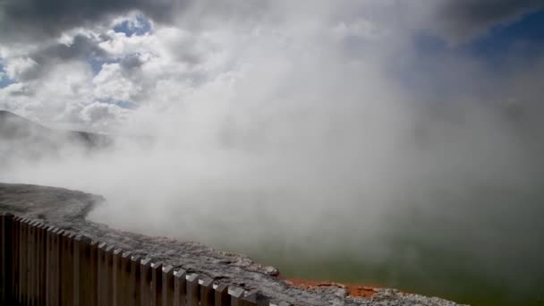 Waiotapu Pools and Steam, New Zealand. Slow motion — Stock Video