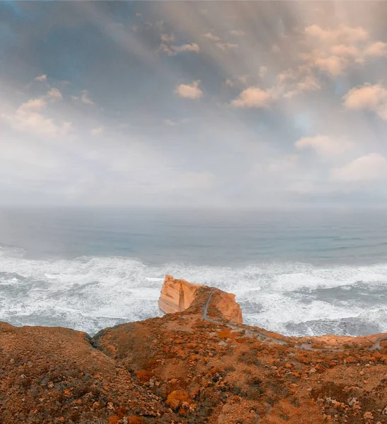 Дванадцять Апостолів Світанку Вікторія Австралія Панорамний Вигляд Хмарний Ранок — стокове фото