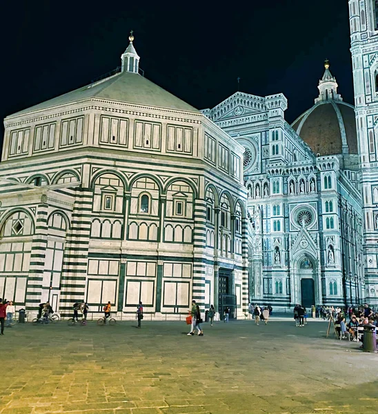 Florenz September 2019 Touristen Der Nacht Auf Den Straßen Der — Stockfoto