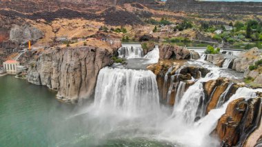 Spectacular aerial view of Shoshone Falls or Niagara of the West with Snake River, Idaho, USA clipart