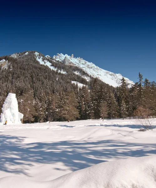 Kall Vinter Hjärtat Dolomiterna Veneto Norra Italien — Stockfoto