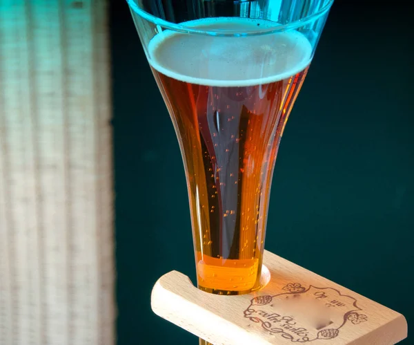 Långt Glas Bier Brygge Belgien — Stockfoto