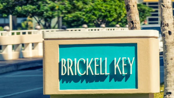 Brickell Key Sign Miami Florida — Stock Photo, Image