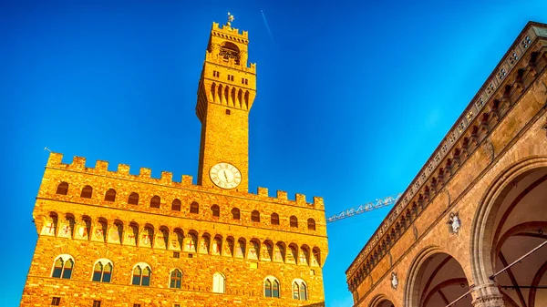 Piazza Della Signoria Firenze Middelalderlige Bygninger - Stock-foto