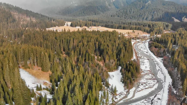 Flygfoto Över Dolomite Valley Vintern — Stockfoto