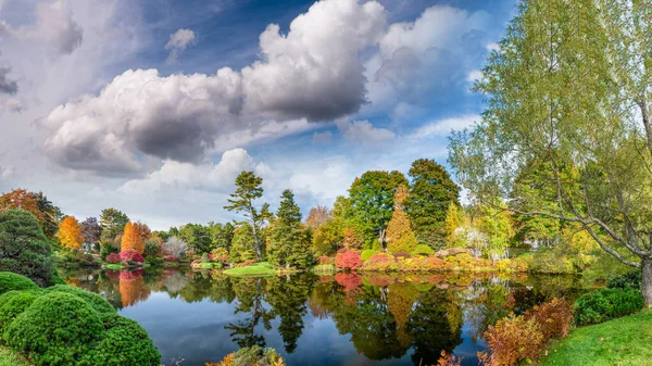 Panoramautsikt Över Hadlock Pond Bladverk Säsongen Träd Färger Acadia National — Stockfoto