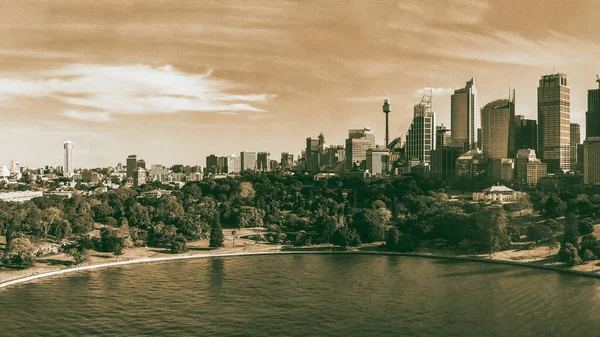 Sydney Harbour Vista Panorâmica Aérea Pôr Sol Nova Gales Sul — Fotografia de Stock