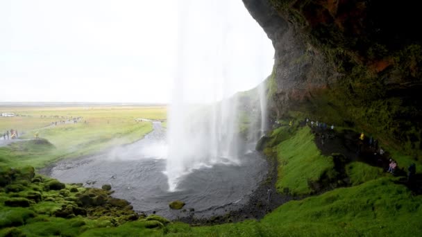 Seljalandsfoss Cachoeiras e montanhas na temporada de verão, Islândia câmera lenta — Vídeo de Stock
