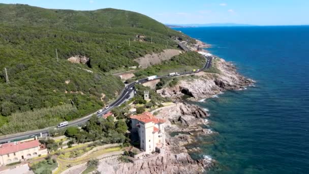 Incredibile vista aerea della costa di Livorno, Toscana — Video Stock