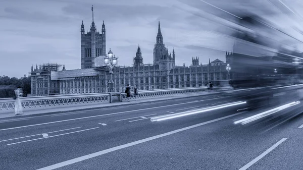 Csodálatos Fekete Fehér Kilátás Westminster Forgalomra Éjszaka London — Stock Fotó