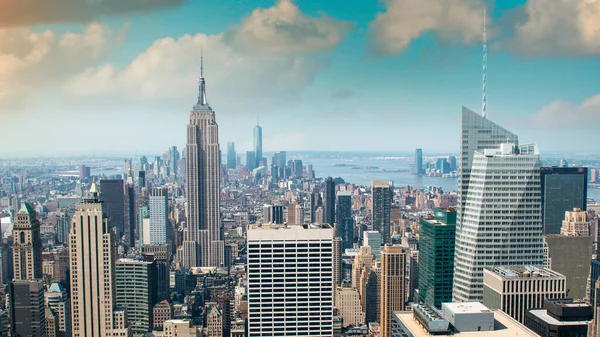 Hermosa Vista Aérea Atardecer Del Midtown Manhattan Nueva York —  Fotos de Stock