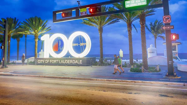 Fort Lauderdale Febrero 2012 Ciudad Celebra Centenario Beach Boulevard Por — Foto de Stock