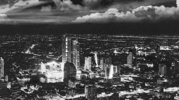 Widok Lotu Ptaka Bangkok Downtown Skyline Zachodzie Słońca Tajlandia — Zdjęcie stockowe