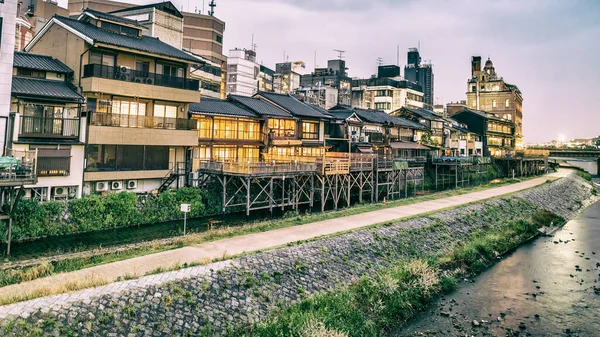 Skyline Kyoto Lungo Fiume Giappone — Foto Stock