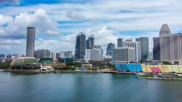 Сингапур Января 2020 Вид Воздуха Залив Марина Небоскребами — стоковое фото
