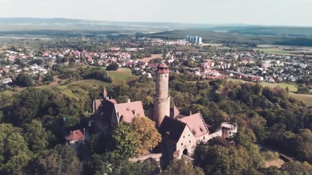 Bamberger Altenburg im Sommer, Deutschland. Blick von der Drohne — Stockvideo