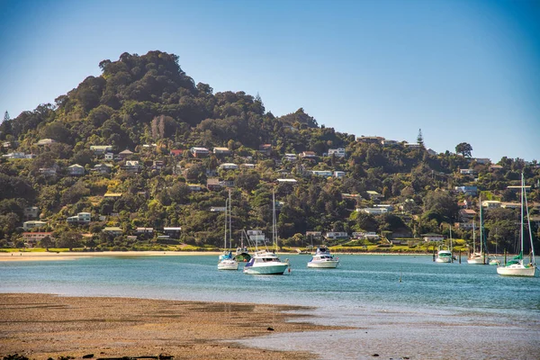 Coast Boats Coromandel Peninsula New Zealand — Stock Photo, Image