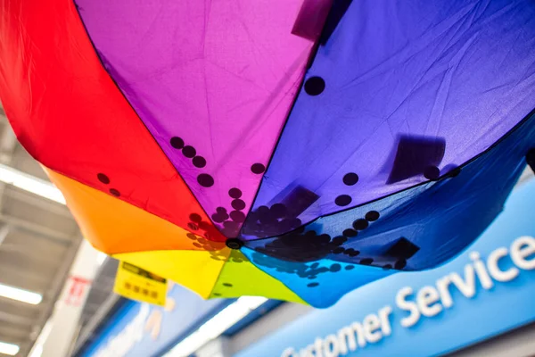 Parapluie Coloré Avec Argent Intérieur Vue Vers Haut — Photo