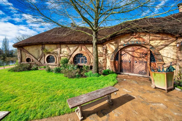 Hem Och Hobbit Trädgård Hobbiton Film Set Nya Zeeland Taget — Stockfoto