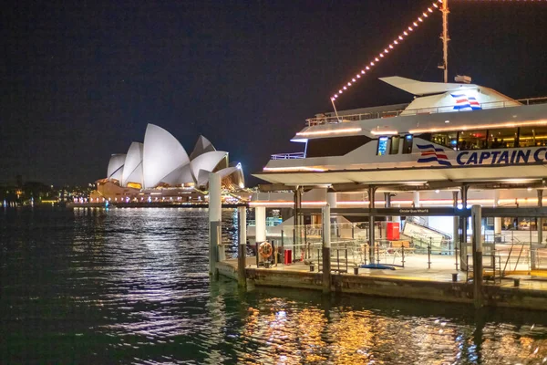 Sydney August 2018 Sydney Opera House Natten Från Circular Quay — Stockfoto