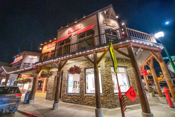 Jackson Hole Julio 2019 Calles Edificios Ciudad Por Noche —  Fotos de Stock