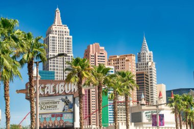 LAS VEGAS, NV - JULY 17, 2019: Excalibur and New York New York Hotels exterior view on a sunny day