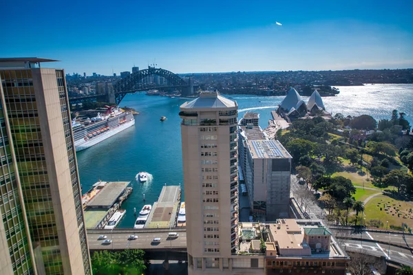 Circular Quay Sydney Skyline Vista Aérea Desde Una Torre Ciudad — Foto de Stock