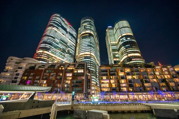 Sydney Agosto 2018 Arranha Céus Barangaroo Noite — Fotografia de Stock