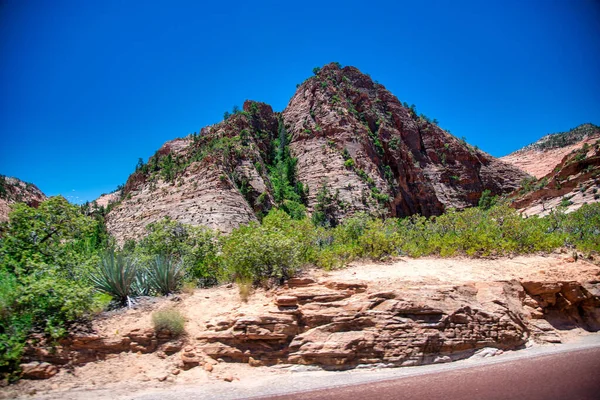 Montagnes Parc National Zion Saison Estivale — Photo