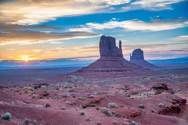 Sunset Colors Monument Valley Arizona Usa — Stock fotografie