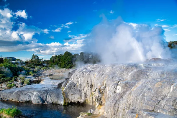 Onderbrekende Geisers Van Puia Rotorua Nieuw Zeeland — Stockfoto