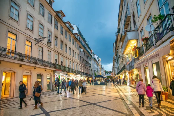 Lisbon Portugal October 2018 City Streets Tourists Night — Stock Photo, Image