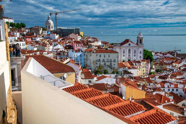 Lisbon November 2018 Aerial View Lisbon Skyline Old Medieval Buildings —  Fotos de Stock