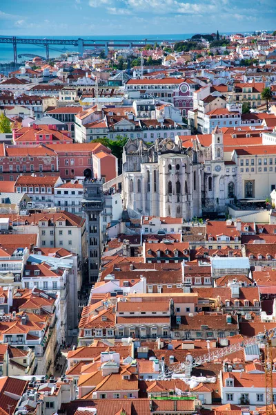 Vista Aérea Del Horizonte Lisboa Con Edificios Medievales Antiguos —  Fotos de Stock