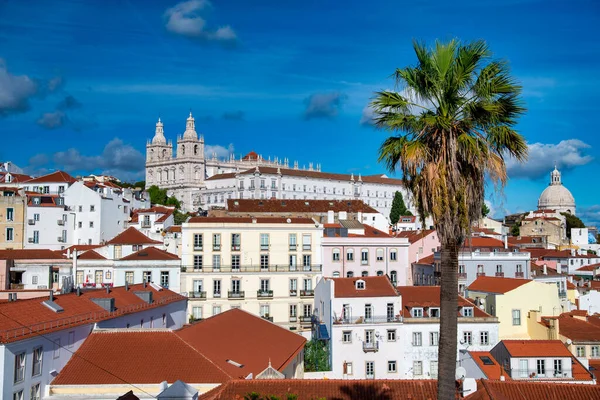 Vista Aérea Del Horizonte Lisboa Con Edificios Medievales Antiguos —  Fotos de Stock