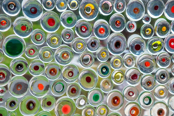 Verre Avec Des Cercles Colorés Milieu Composition Abstraite — Photo