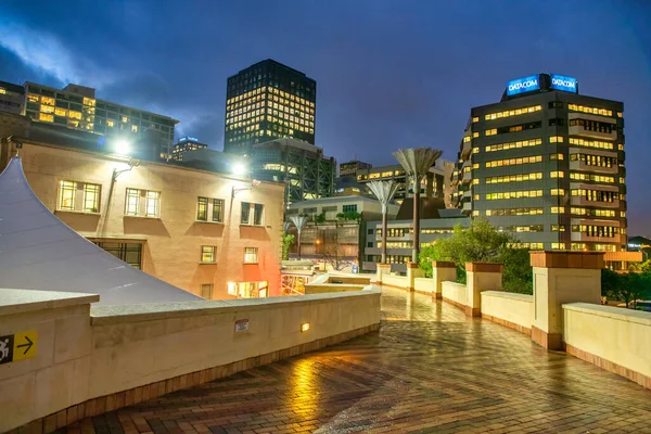 Wellington Nova Zelândia Setembro 2018 Edifícios Cidade Longo Mar Pôr — Fotografia de Stock