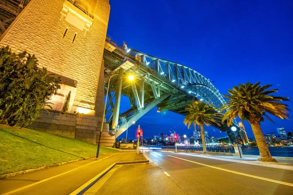 Sydney Harbour Bridge Noite Vista Rua — Fotografia de Stock